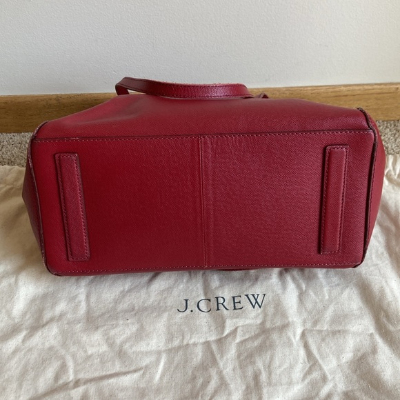 J.Crew Women’s Red Leather Tote Bag Shoulder Bag Purse w/ Dust Bag - Picture 10 of 16